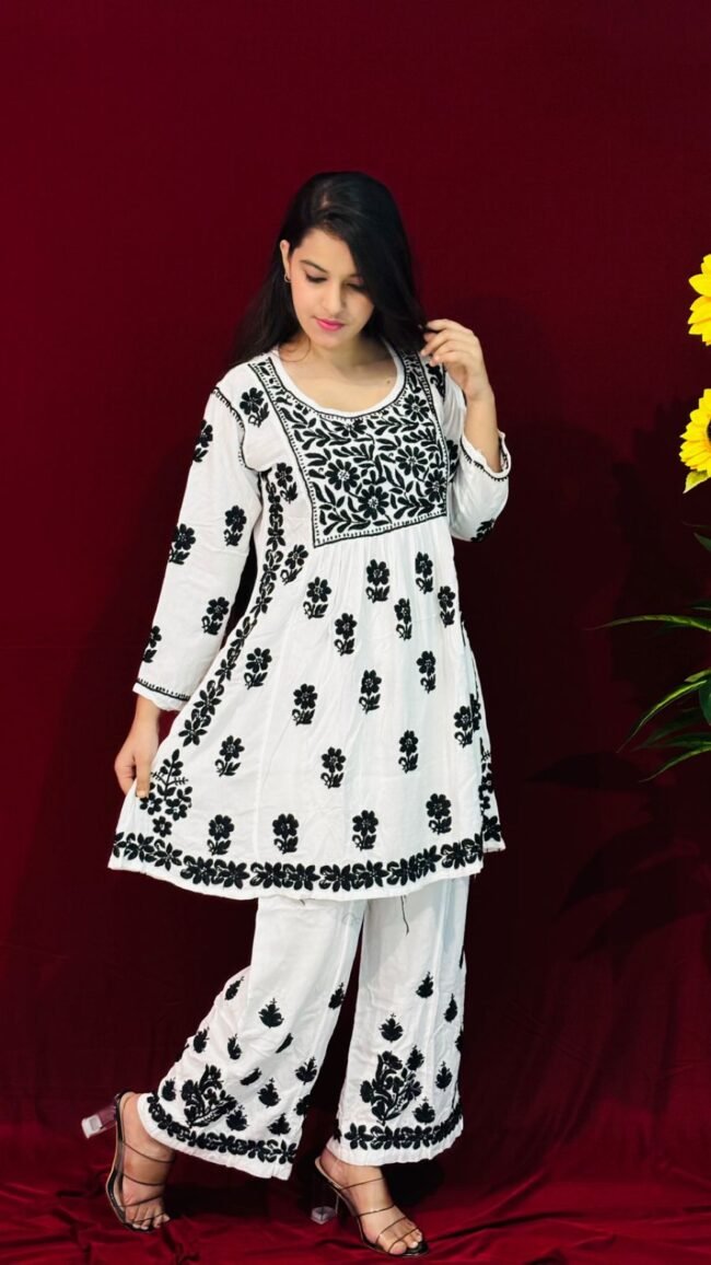 Beautiful White co-ord set Modal Fabric - Image 2