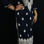 Navy Blue Quraishiya Kurti 3D Ghasspatti work