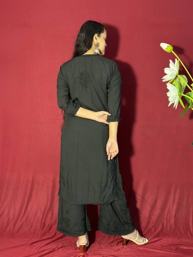 Black Modal Fabric Co-Ord Set 7D work - Image 4