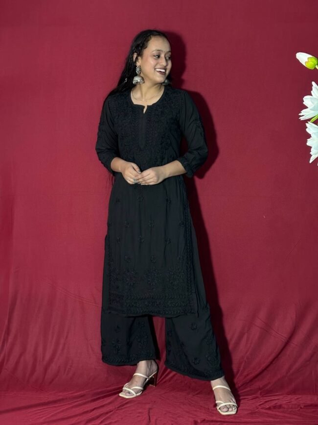 Black Modal Fabric Co-Ord Set 7D work - Image 3