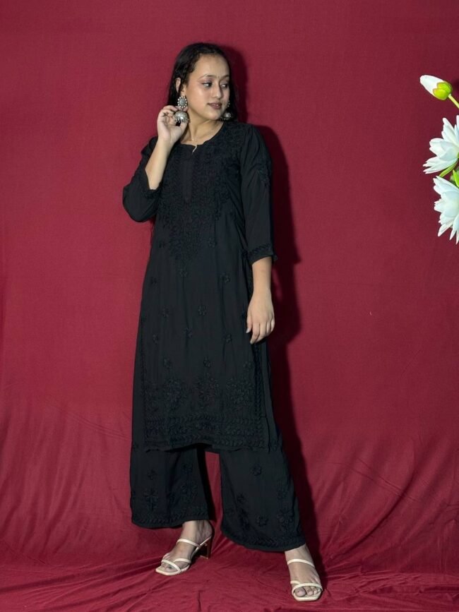 Black Modal Fabric Co-Ord Set 7D work