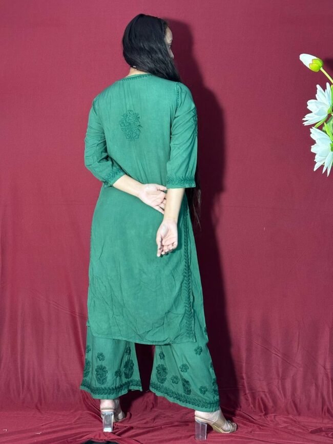 Bottle Green Modal Fabric Co-Ord Set 7D work - Image 4