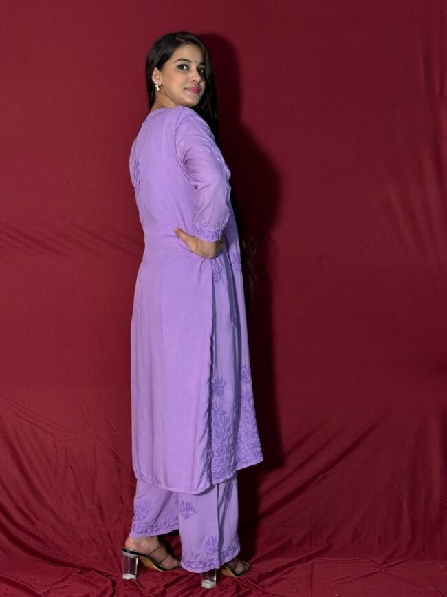 Lavender Modal Fabric co-ord set 7D work - Image 4
