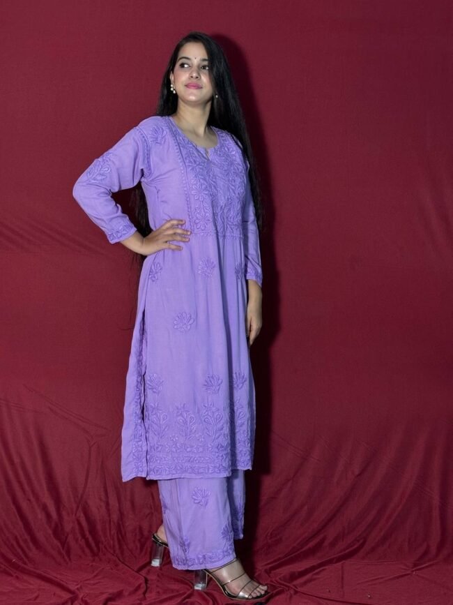 Lavender Modal Fabric co-ord set 7D work - Image 3