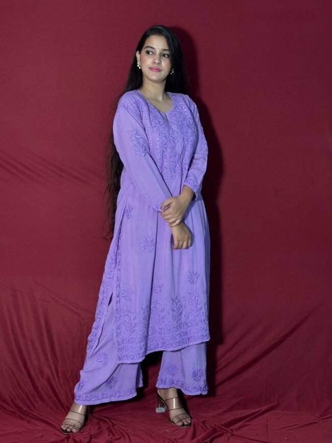 Lavender Modal Fabric co-ord set 7D work - Image 2