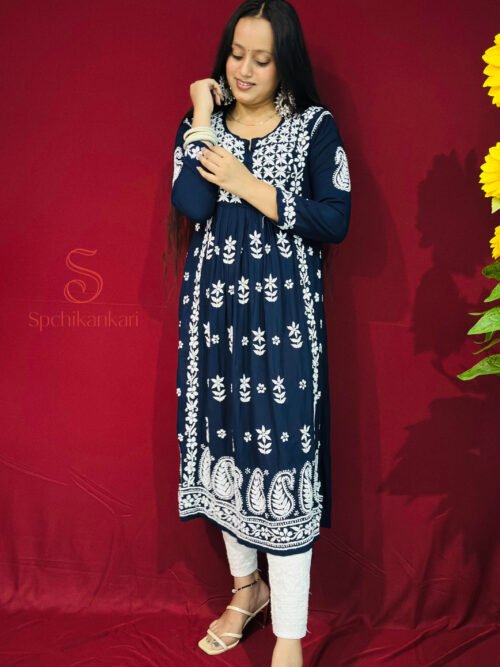 Modal Fabric hand thread Work Aline Chikankari Kurti