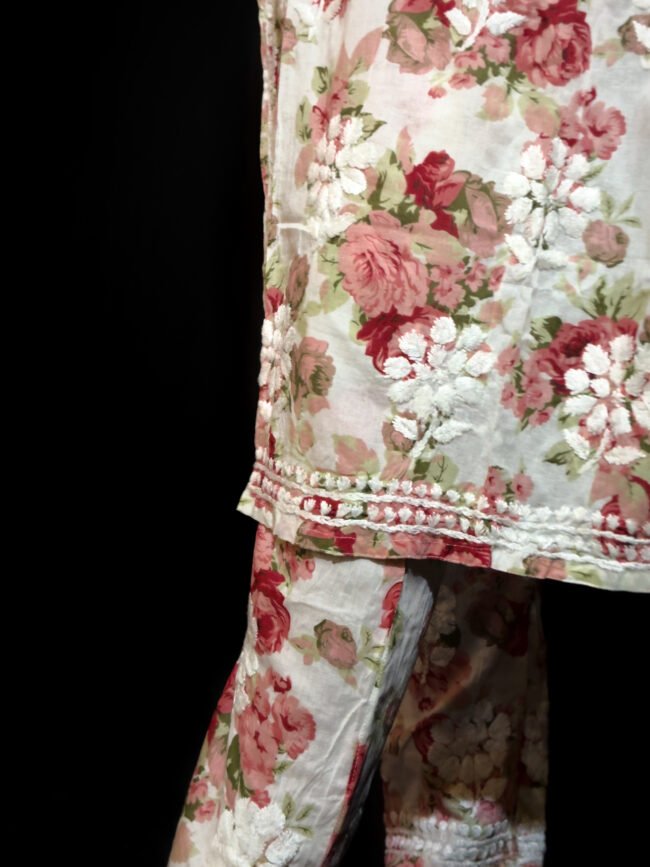Beautiful Pink Mul-Mul fabric 3d work design - Image 2