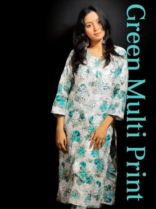 Beautiful Green Mul-Mul fabric 3d work design