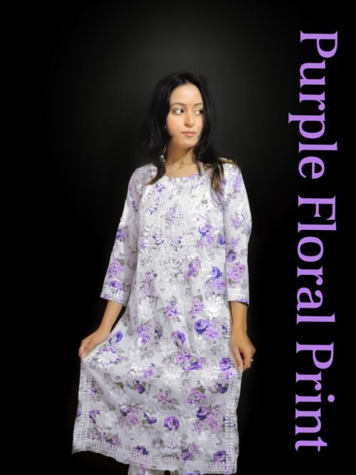 Beautiful Purple Mul-Mul fabric 3d work design