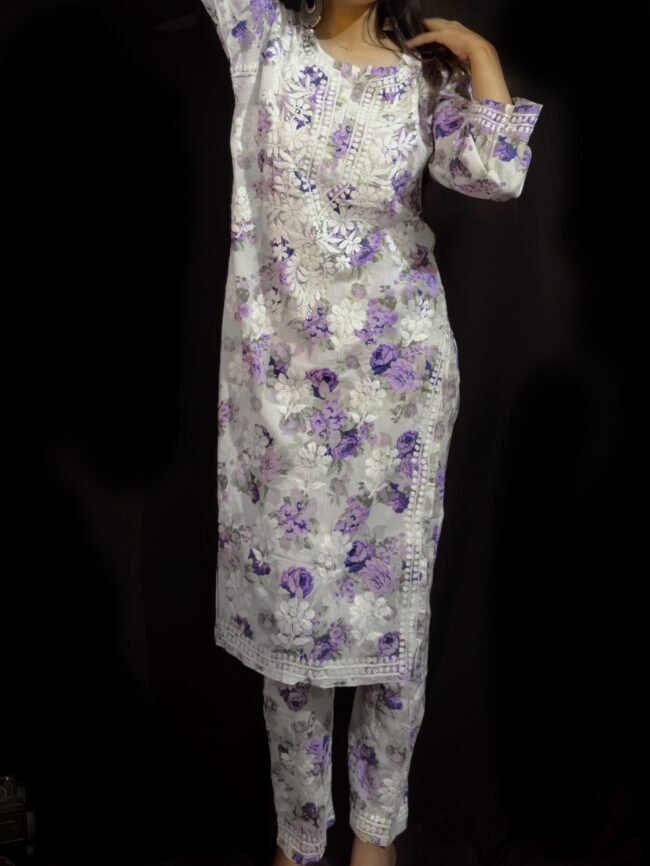 Beautiful Purple Mul-Mul fabric 3d work design - Image 3